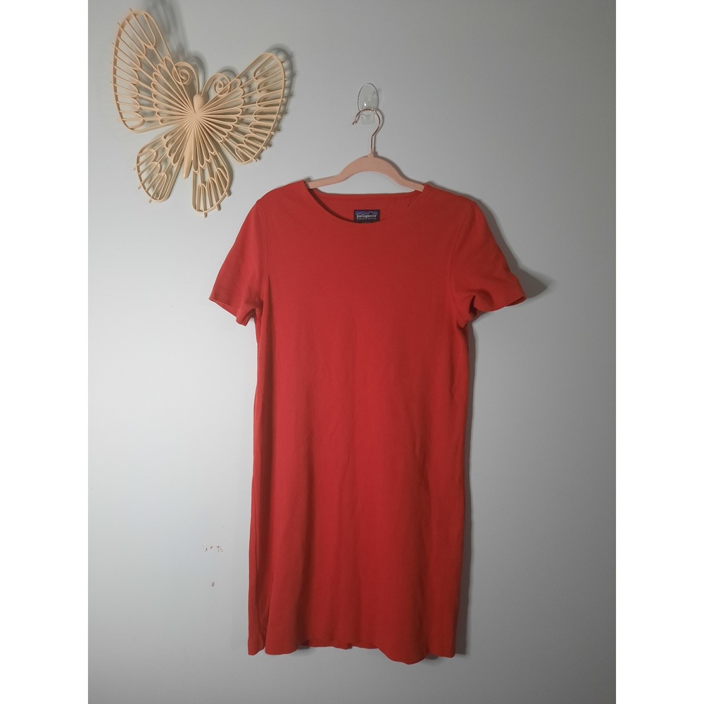 Patagonia Womens Organic Cotton Short Sleeve T-Shirt Shift Dress Red Medium